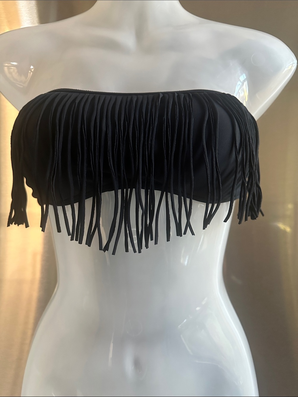 Fringe Bikini Bandeau Top black size medium 🕶️